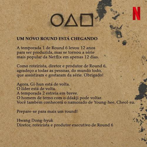Round 6: 2ª temporada é oficializada pela Netflix 1 carta round 6