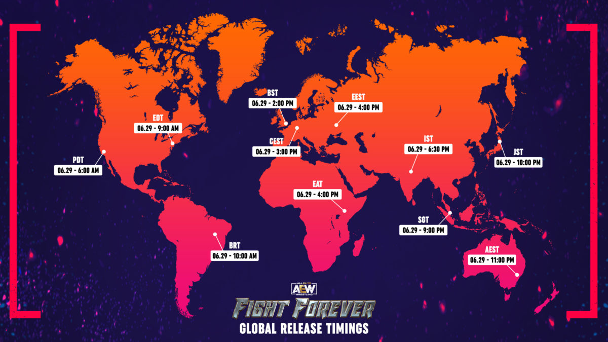 AEW - Fight Forever : confira o horário de lançamento! 2 AEW Fight Forever World Map Timings v2