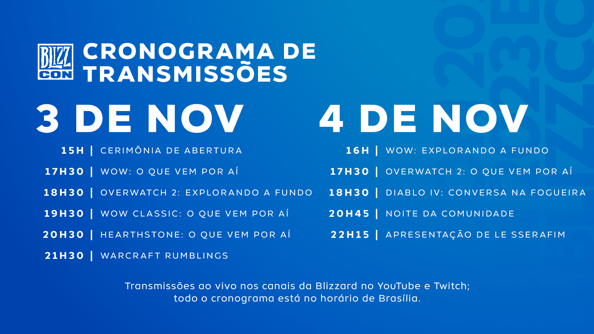 BlizzCon 2023 cronograma oficial dos dias 3 e 4 do live stream ao vivo