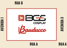 Guia BGS 2023: Passo a passo nos estandes do evento! 13 Bauducco BGS Cosplay na Avenidas 1 e 3, juntamente com as Ruas A e B.