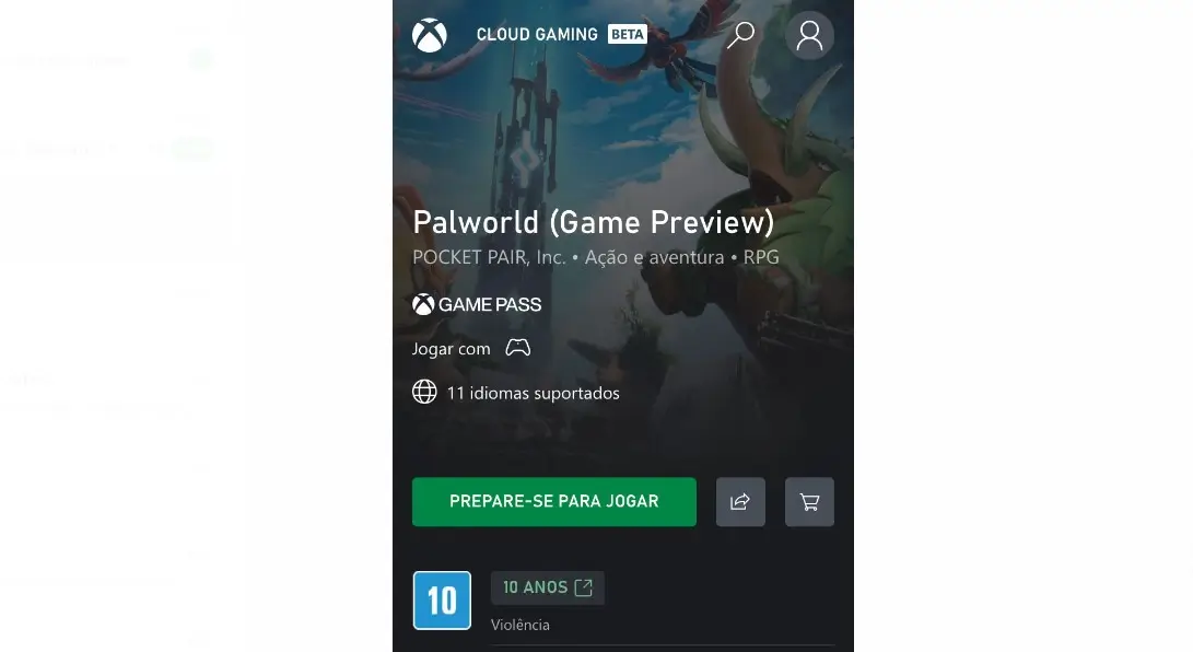 Palworld no celular uso do com Game Pass