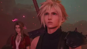 A imagem exibe os personagens de FFVII Rebirth