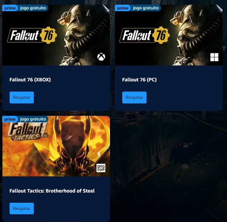 fallout prime gaming gratuitos dois ogos abril 2024