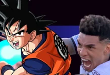 Atacante do Botafogo faz gesto do Kamehameha durante a comemoração do gol contra o PSG no Mundial de Clubes FIFA 2025.