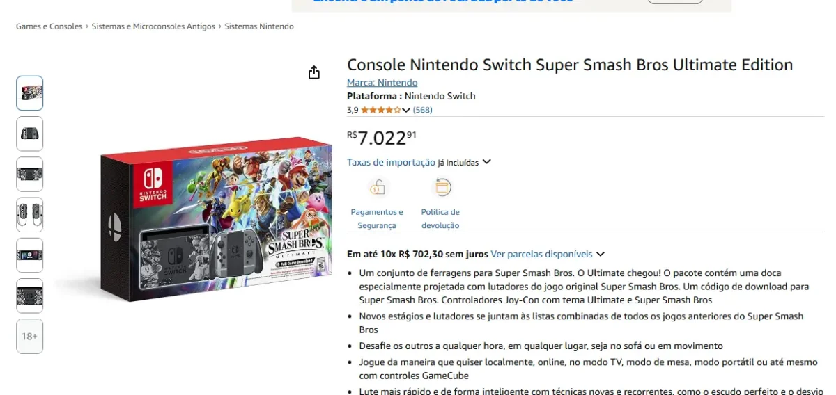 Preços de revenda valores acima do padrão no lançamento do console.