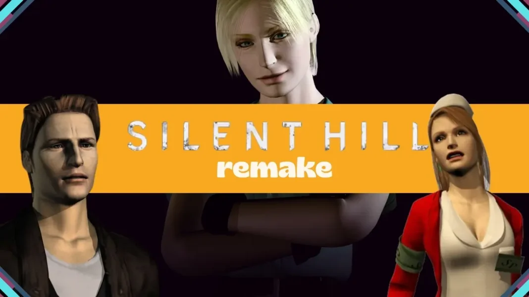 A imagem traz personagens do jogo original de Silent Hill de 1999, para observar o anúncio do remake