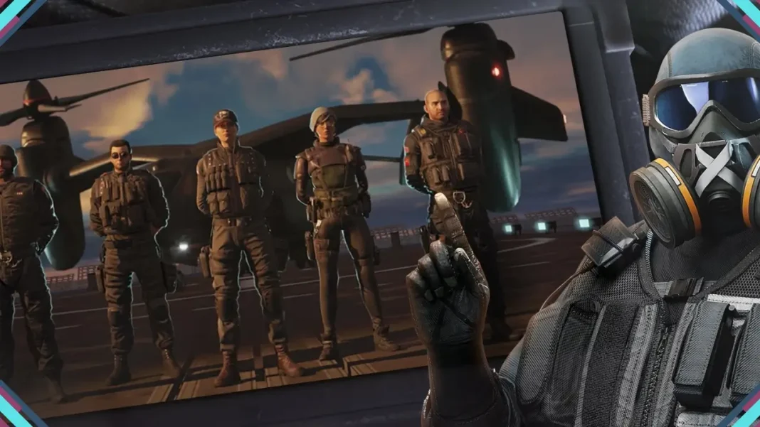 Detalhes do jogo Rainbow Six Mobile e seus personagens.