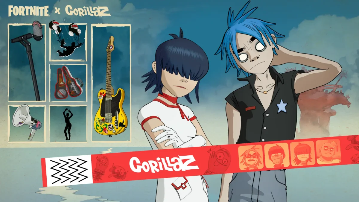 Gorillaz chegam ao Fortnite Festival como Ícones da Temporada 10 1 gorillza fortinite festival skin 001 temporada 10 detalhes