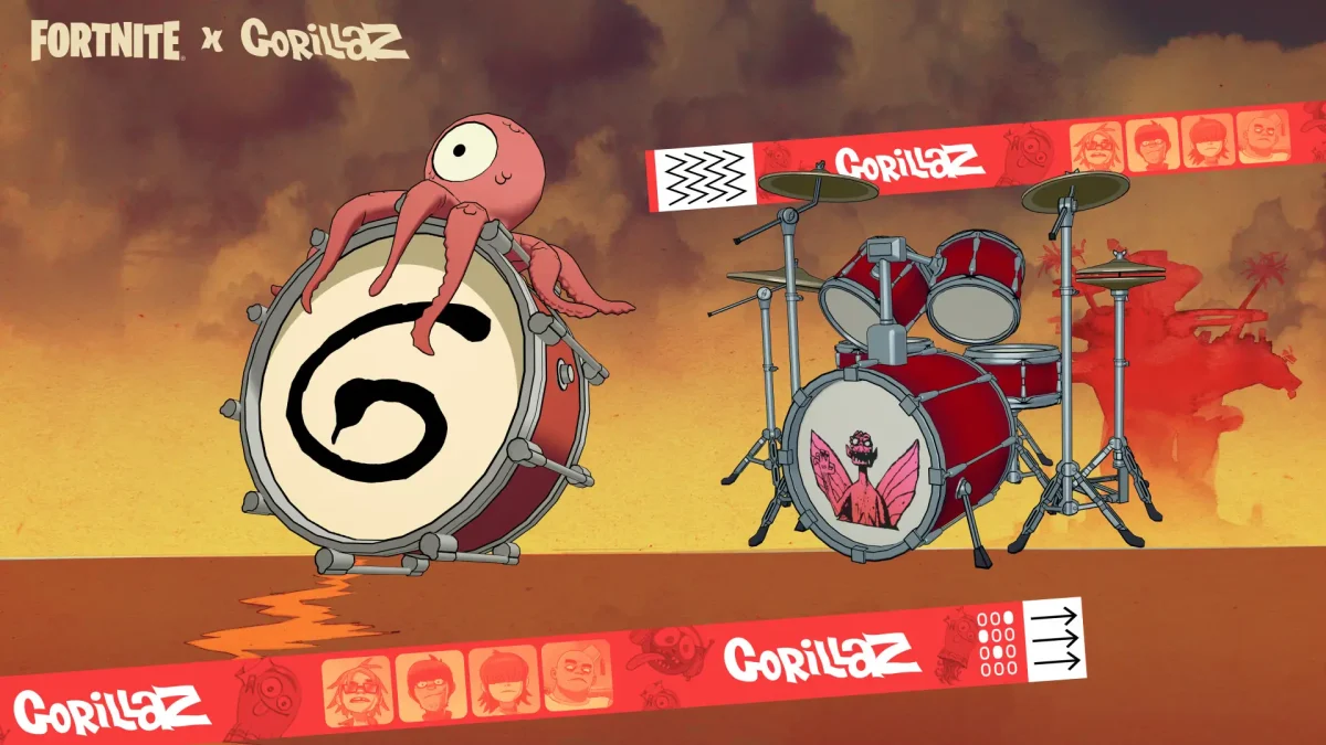 Gorillaz chegam ao Fortnite Festival como Ícones da Temporada 10 3 gorillza fortinite festival skin 003 temporada 10 detalhes