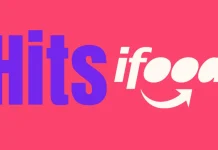 Imagem promocional do Hits iFood mostrando uma chamada para essa função, com destaque para o logo do programa da plataforma.