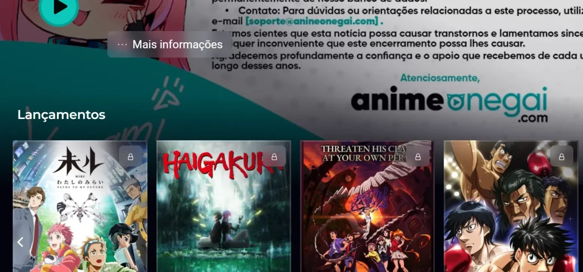 animeonegai encerra operacoes brasil detalhes pagina front