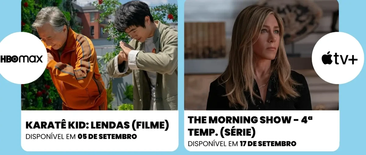 Lançamentos Prime Video Setembro 2025 - Estreias de Filmes e Séries no Brasil 2 Imagem das estreias de setembro de 2025 com Karatê Kid: Lendas e he Morning Show - Temporada 4