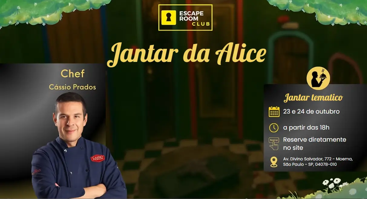 jantar da alice escapeclub moema sao paulo detalhes