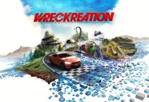 Capa de Wreckreation mostrando carros em alta velocidade e destruição em pistas personalizadas