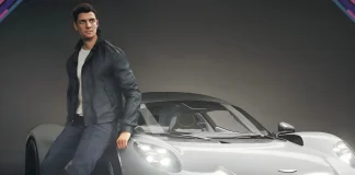 Aston Martin Valhalla com James Bond no capô em 007 First Light, mostrandoestilo do agente 007.