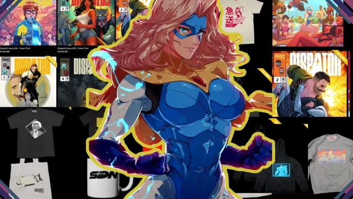 Adhoc lança loja oficial de Dispatch Loja oficial de Dispatch com produtos dos personagens do jogo, incluindo canecas, camisetas, moletons e pôsteres em destaque.