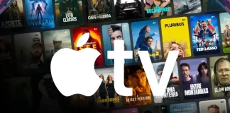 Logo do Apple TV+ em destaque com produções originais da plataforma ao fundo durante promoção de Black Friday