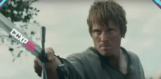 Personagem de "O Cavaleiro dos Sete Reinos" com o logo da CCXP25 em destaque