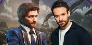 Charlie Cox ao lado do personagem Gustave de Clair Obscur: Expedition 33, representando a indicação do ator ao The Game Awards 2025.