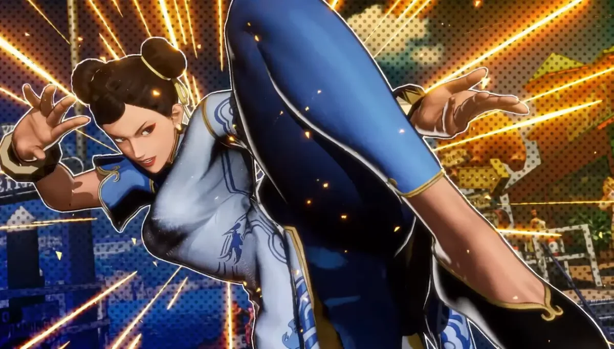 Chun-Li exibe sua postura marcial em Fatal Fury: City of the Wolves.