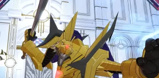 Personagens principais do DLC Digimon Story: Time Stranger – Alternate Dimension em um cenário digital de batalha.