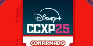 A imagem exibe a confirmação da plataforma de Streaming Disney+ no evento da CCXP25
