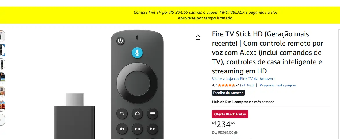 Qual é o preço do Fire TV Stick para jogar com Game Pass 1 Imagem do preço do Fire TV Stick 4K e os valores da oferta.