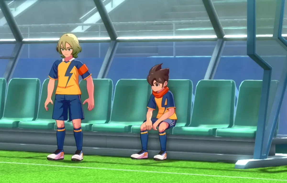 Personagem Harper Evans em pose destacada no jogo Inazuma Eleven Victory Road