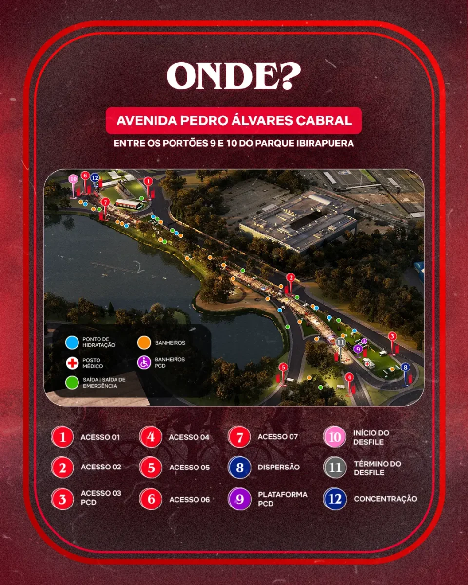 Mapa do evento da Parada Estranha em São Paulo