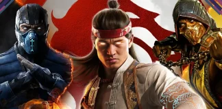 Montagem mostrando as capas de Mortal Kombat X, Mortal Kombat 11 e Mortal Kombat 1 com seus personagens principais.