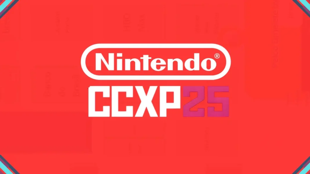 Estande da Nintendo na CCXP25 com consoles Switch 2 e jogos disponíveis para teste