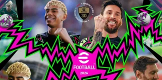 Messi e Lamine Yamal em destaque no eFootball 2026, simbolizando a nova fase técnica e a evolução da franquia da Konami.