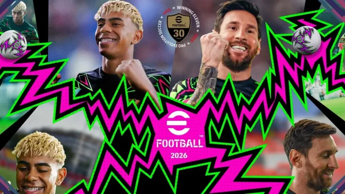 Messi e Lamine Yamal em destaque no eFootball 2026, simbolizando a nova fase técnica e a evolução da franquia da Konami.