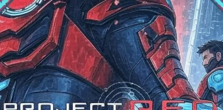 Ilustração conceitual de Project R.E.D. mostrando o novo universo tokusatsu da Toei com foco em heróis vermelhos.