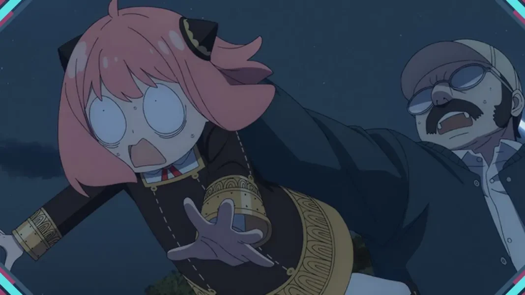 Prévia do 8º episódio da 3ª temporada de Spy x Family, cena da Anya sendo puxada pela roupa.