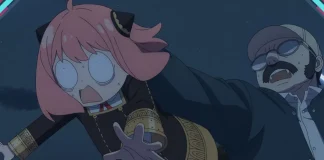 Prévia do 8º episódio da 3ª temporada de Spy x Family, cena da Anya sendo puxada pela roupa.