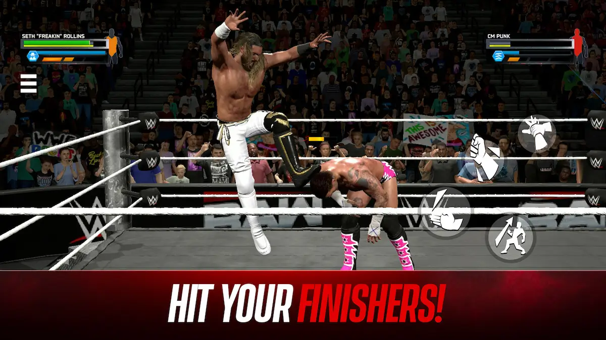 Usuários da Netflix já podem jogar WWE 2K25 direto do celular 2 Cena de luta representando o WWE 2K25 oferecido gratuitamente aos assinantes da Netflix