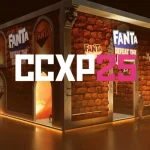 Fanta e Diablo IV levam escape game para CCXP25 Estande da Fanta na CCXP25 com cenário inspirado em Diablo IV, incluindo masmorra temática, painel de energia e área de interação para visitantes.