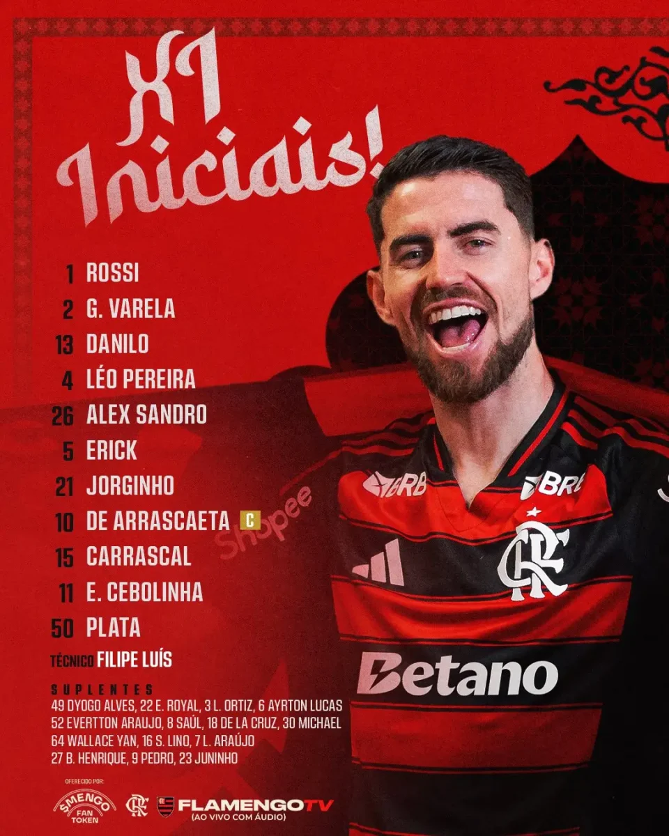 Flamengo x Pyramids: Locais para assistir gratuito e com qualidade 1 Escalação oficial do Flamengo x Pyramids FC