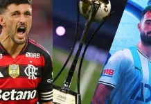 Flamengo x Pyramids: Locais para assistir gratuito e com qualidade Jogador do Flamengo e jogador do time adversário posam para foto antes do confronto da Challenger Cup