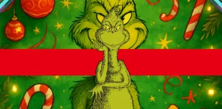 Ilustração do Grinch, personagem clássico de Dr. Seuss, com expressão rabugenta e cor verde.