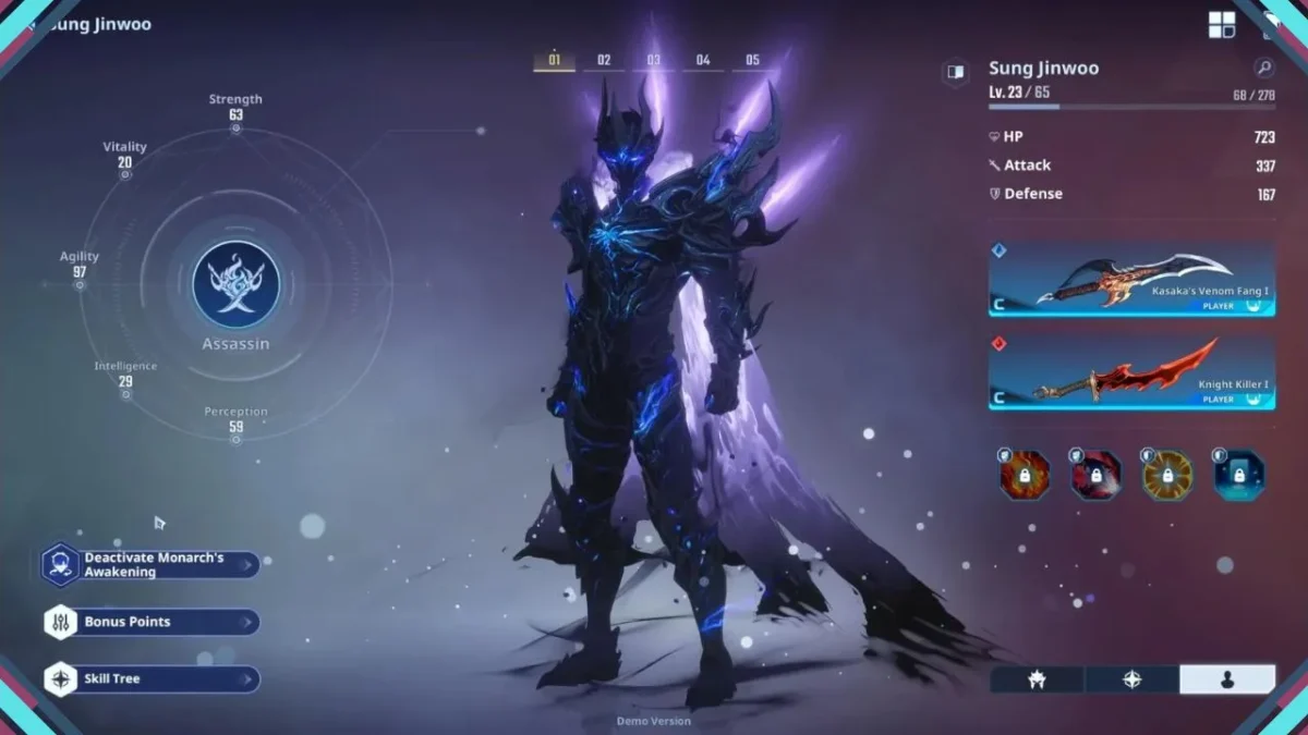 Solo Leveling: Arise Overdrive, arvore de melhorias