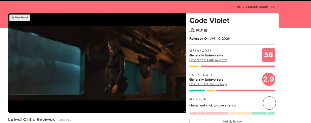 CODE VIOLET notas da crítica no Metacritic