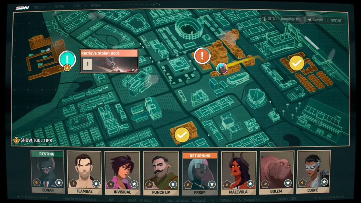 Mapa de missões do jogo Dispatch