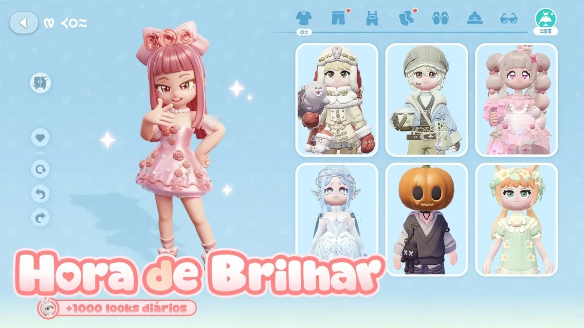 Heartopia diversas skins do jogo