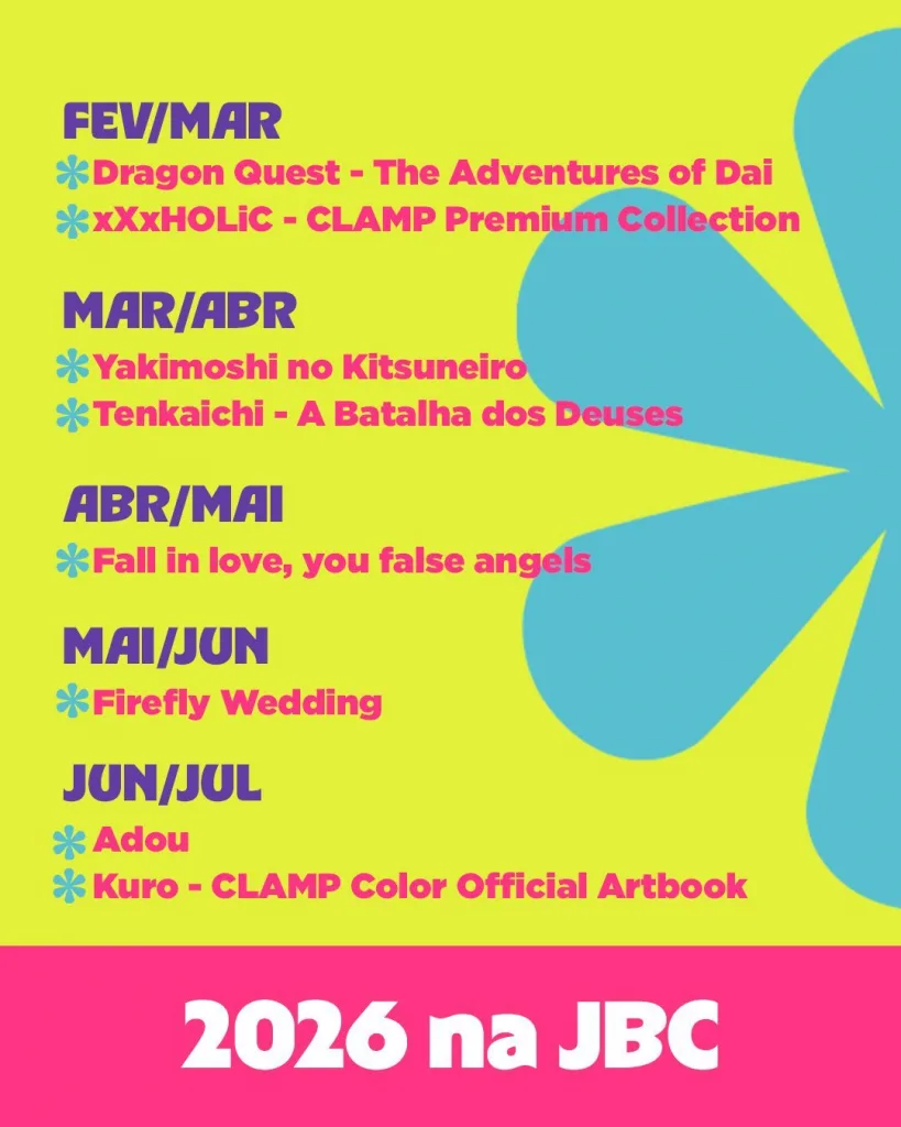 Calendário de lançamento oficial da JBC em 2026