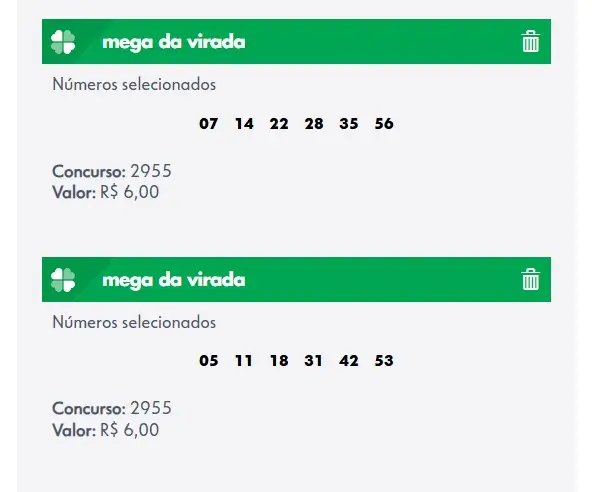 Números jogados na Mega da Virada 2025