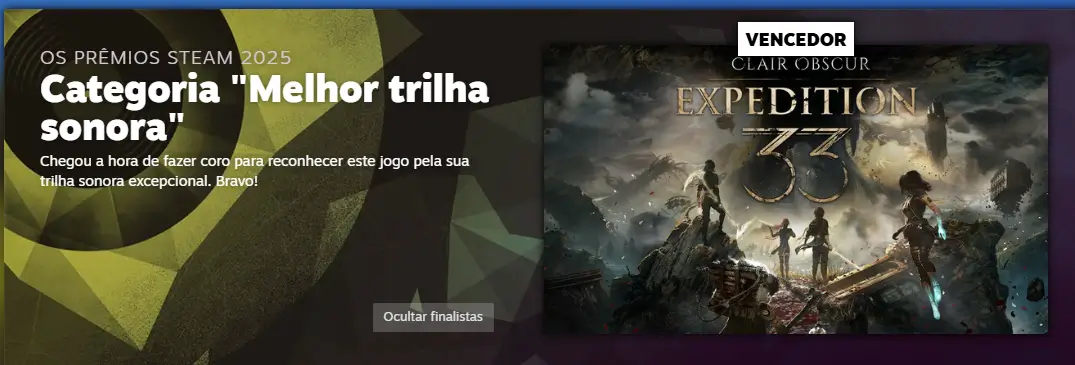 Premio na Categoria "Melhor trilha sonora" para Clair Obscur: Expedition 33