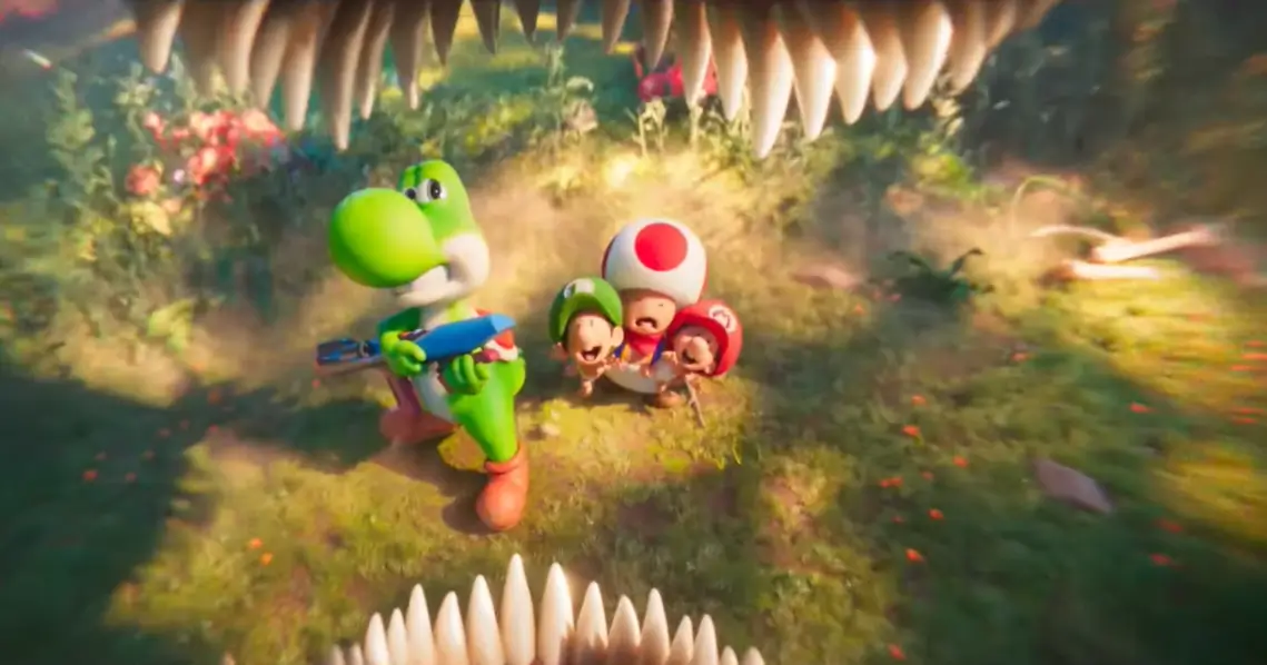 Super Mario Galaxy: O Filme, com Yoshi além de Baby Mario e Luigi