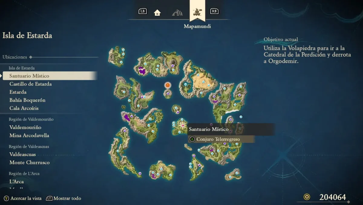 Mapa de Dragon Quest VII Reimagined com ilhas restauradas ao longo da jornada